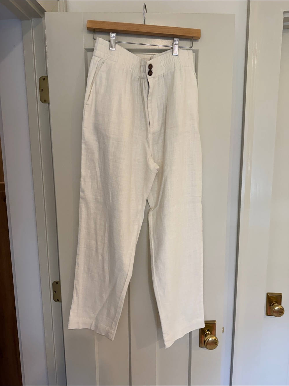 Marine Layer Women's White Relaxed Linen pants